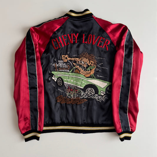 Vintage Chevy Lover Sukajan Jacket Reversible Hot Rod Monster Kustom Kulture Embroidered Japanese Souvenir Bomber Size M