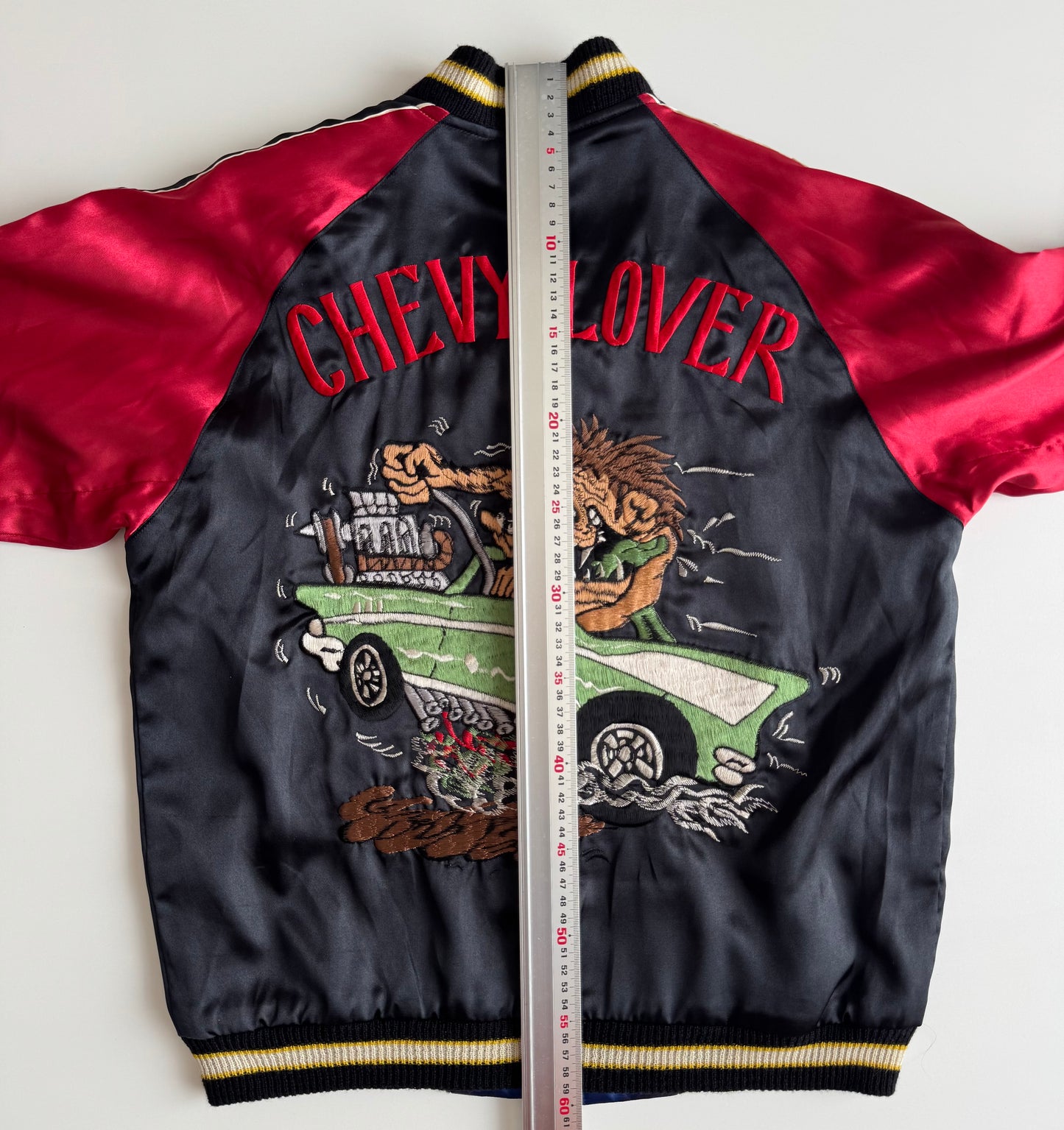 Vintage Chevy Lover Sukajan Jacket Reversible Hot Rod Monster Kustom Kulture Embroidered Japanese Souvenir Bomber Size M