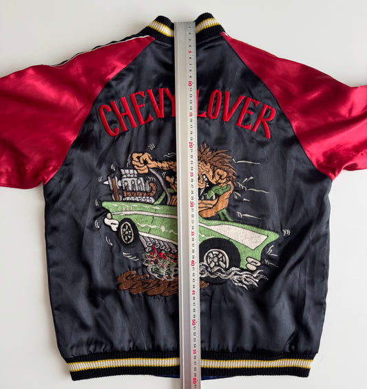Vintage Chevy Lover Sukajan Jacket Reversible Hot Rod Monster Kustom Kulture Embroidered Japanese Souvenir Bomber Size M