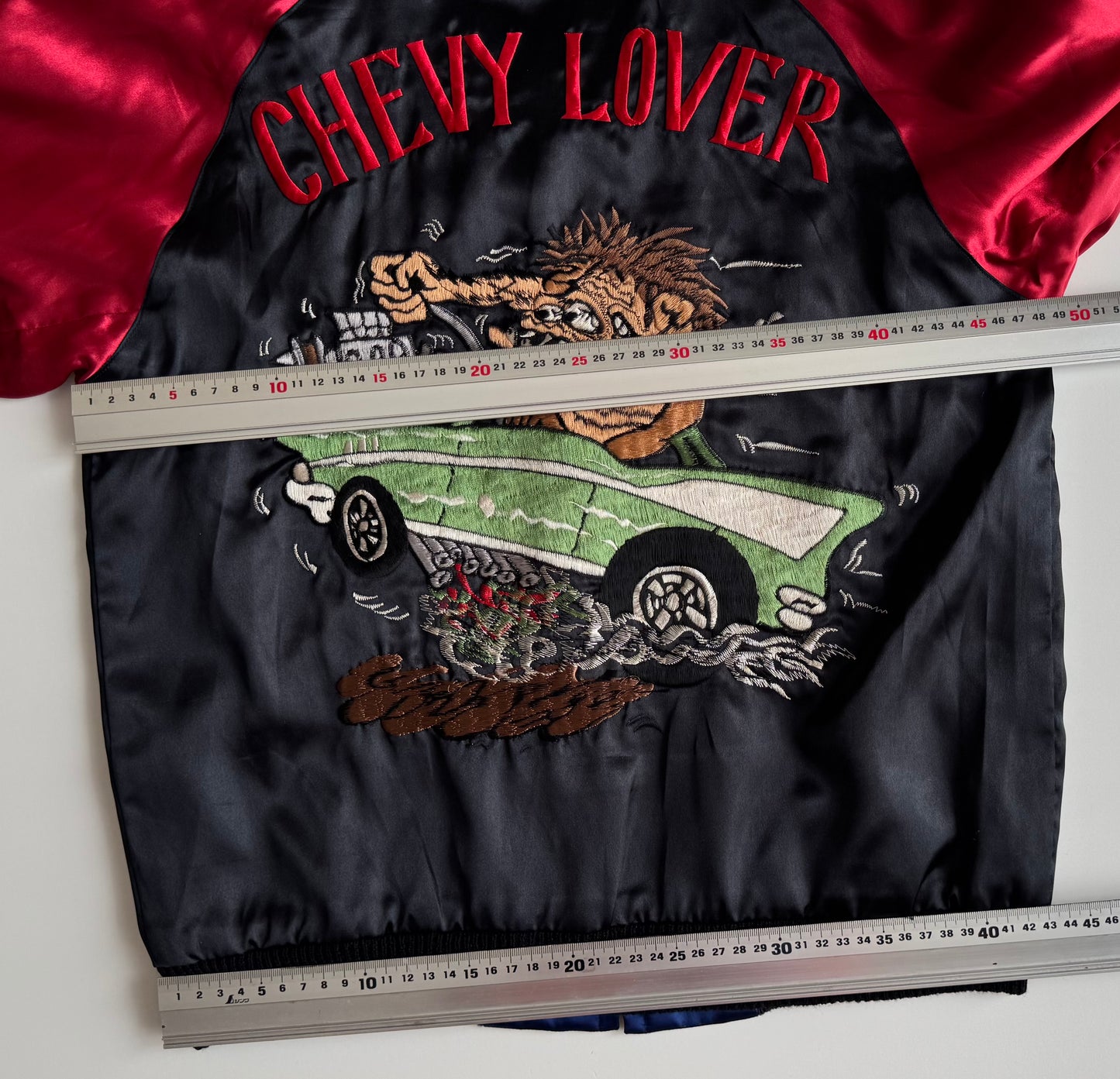 Vintage Chevy Lover Sukajan Jacket Reversible Hot Rod Monster Kustom Kulture Embroidered Japanese Souvenir Bomber Size M