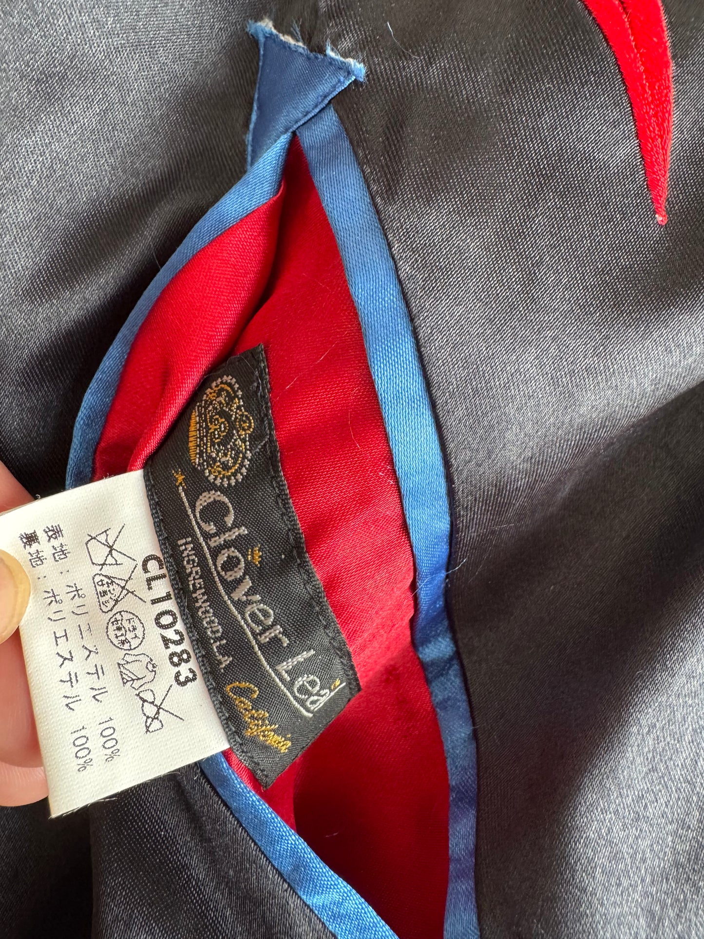 Vintage Clover Leaf Reversible Sukajan Jacket Dragon Skull Embroidery Yokosuka Japanese Souvenir Bomber Black Blue Red Gold Approx M