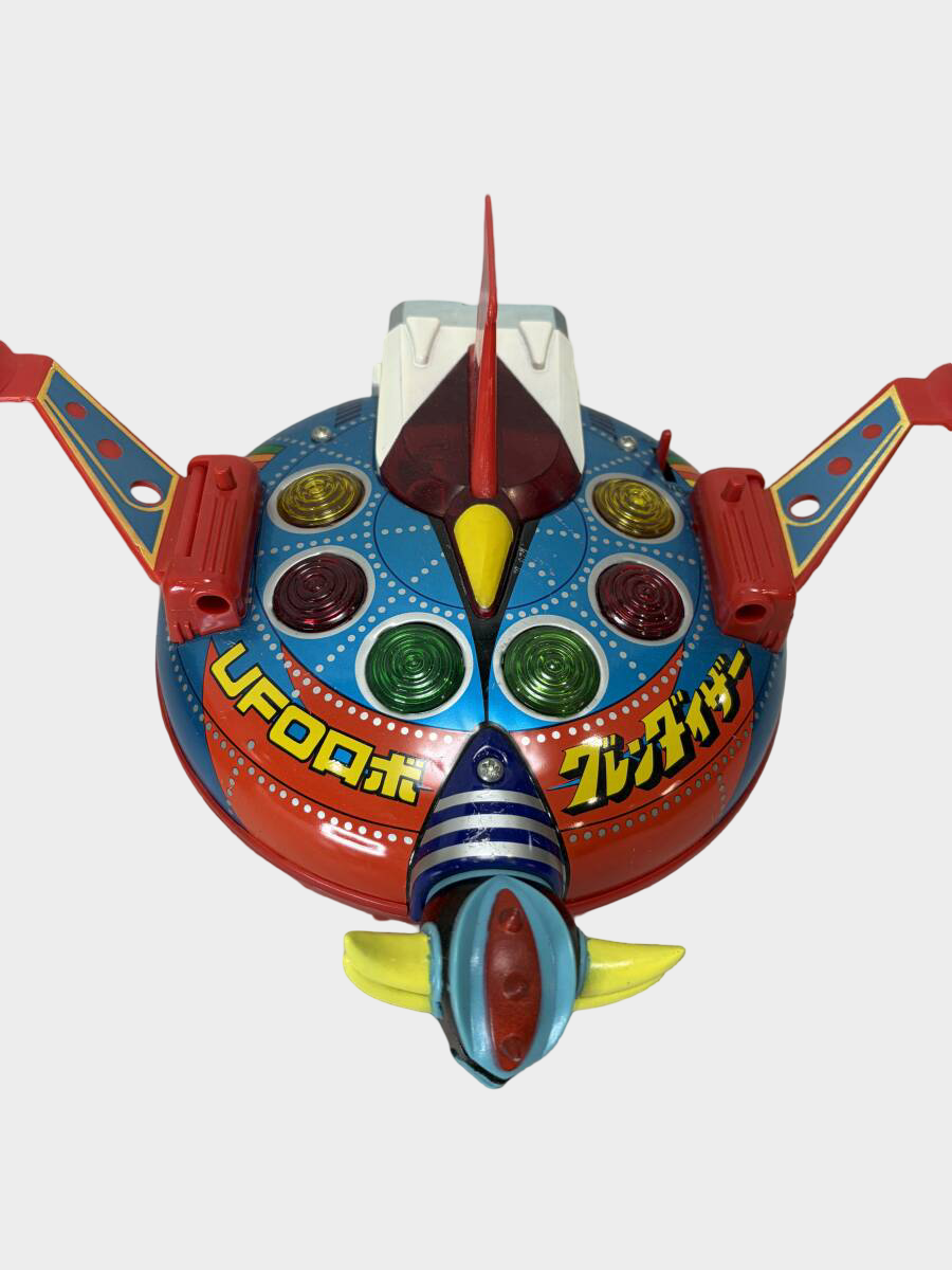Popi UFO Robo Grendizer Mystery Saucer Tin Toy with Box — Showa Japan Space Vehicle