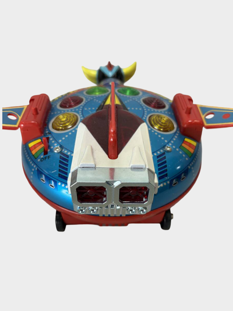 Popi UFO Robo Grendizer Mystery Saucer Tin Toy with Box — Showa Japan Space Vehicle