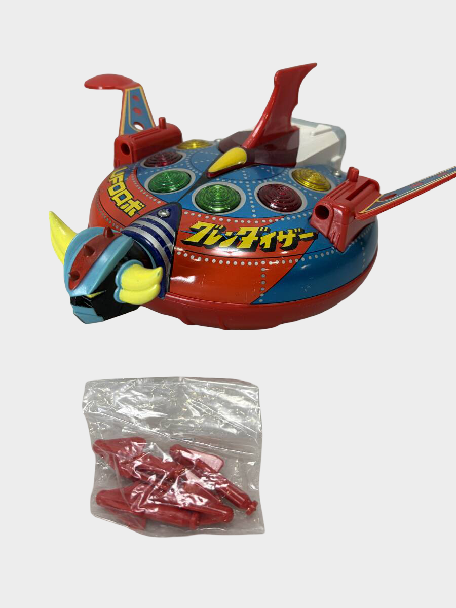 Popi UFO Robo Grendizer Mystery Saucer Tin Toy with Box — Showa Japan Space Vehicle