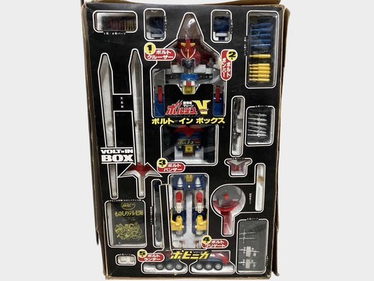 Popy Voltes V “Volt in Box” Deluxe Vintage Mecha Robot Set, Boxed Collector Display, Classic Japanese Character Toy