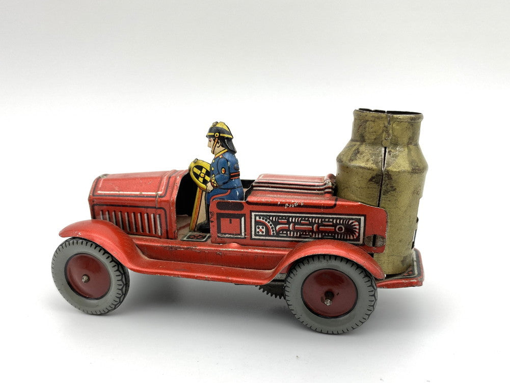 Postwar German Tin Fire Engine with Steam Pump US Zone Era 1945–1955