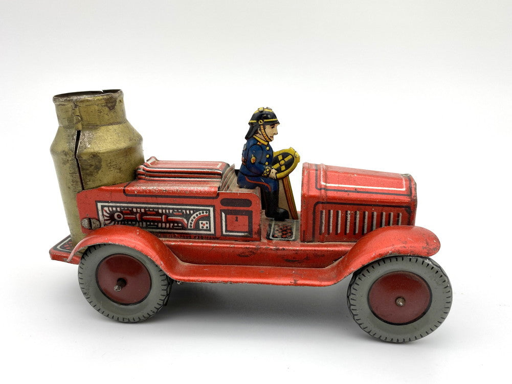 Postwar German Tin Fire Engine with Steam Pump US Zone Era 1945–1955