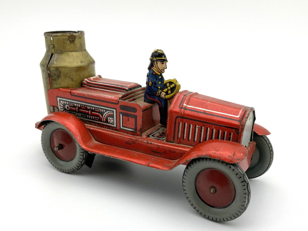 Postwar German Tin Fire Engine with Steam Pump US Zone Era 1945–1955