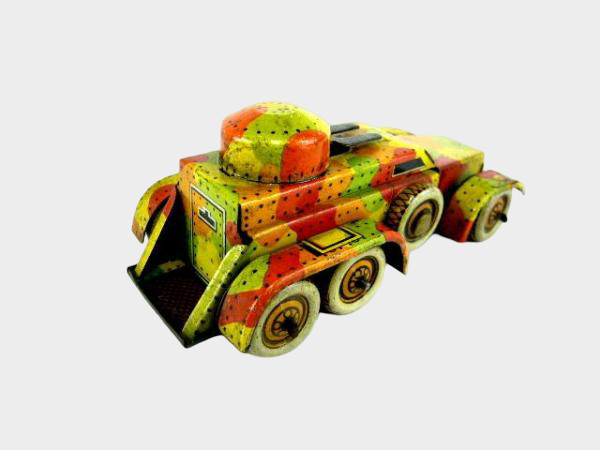 Pre-War Japanese Tin Armored Military Army Truck Camouflage Six-Wheel Vehicle Early Showa