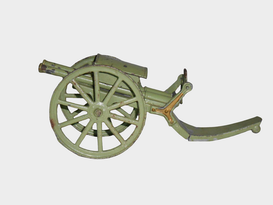 Pre-War Japanese Tin Artillery Cannon Twin Axle Spring Toy Army