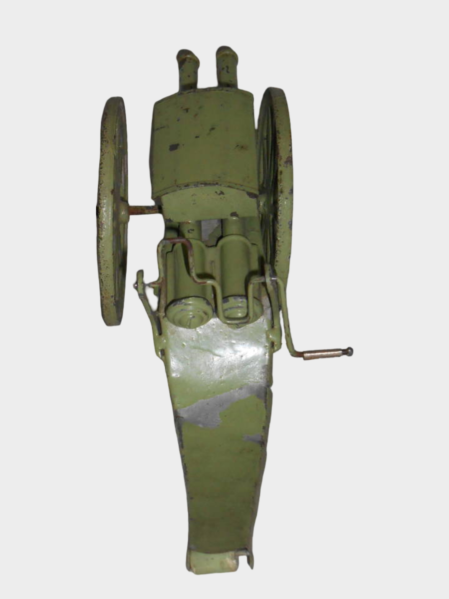 Pre-War Japanese Tin Artillery Cannon Twin Axle Spring Toy Army