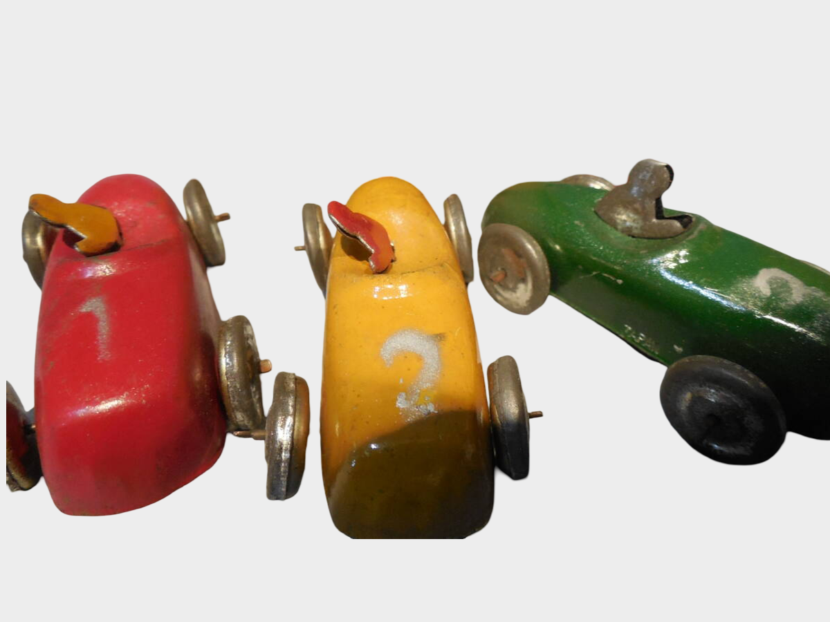 Pre-War Japanese HAJI Tin Automatic Racing Game Boxed Mechanical Toy