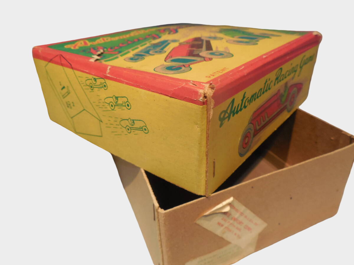 Pre-War Japanese HAJI Tin Automatic Racing Game Boxed Mechanical Toy