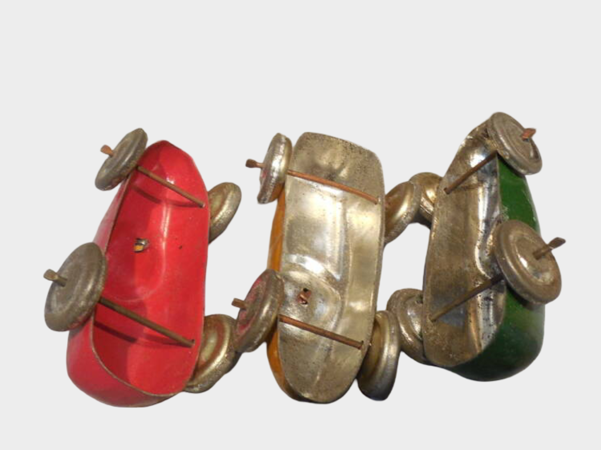 Pre-War Japanese HAJI Tin Automatic Racing Game Boxed Mechanical Toy