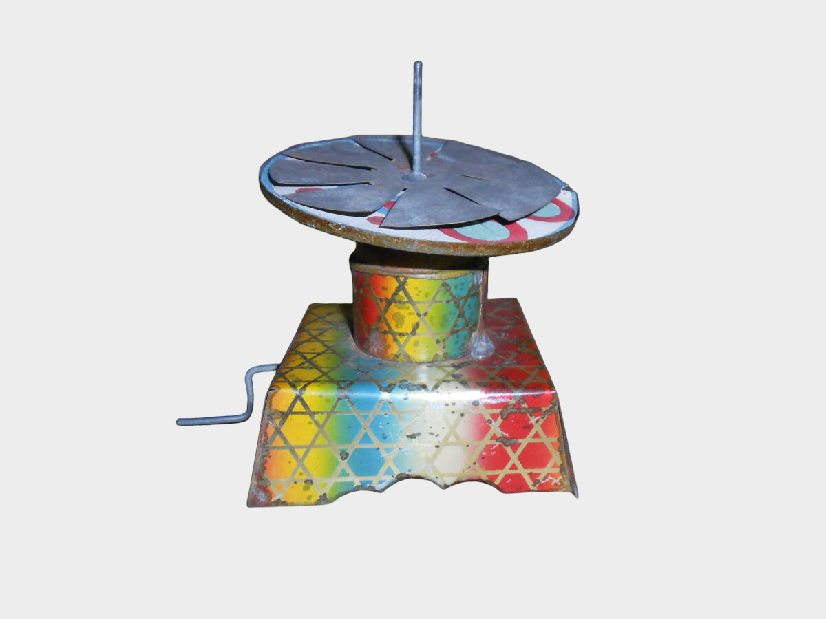 Pre-War Japanese Tin Hand-Crank Roulette Game Meiji Taisho Era Toy