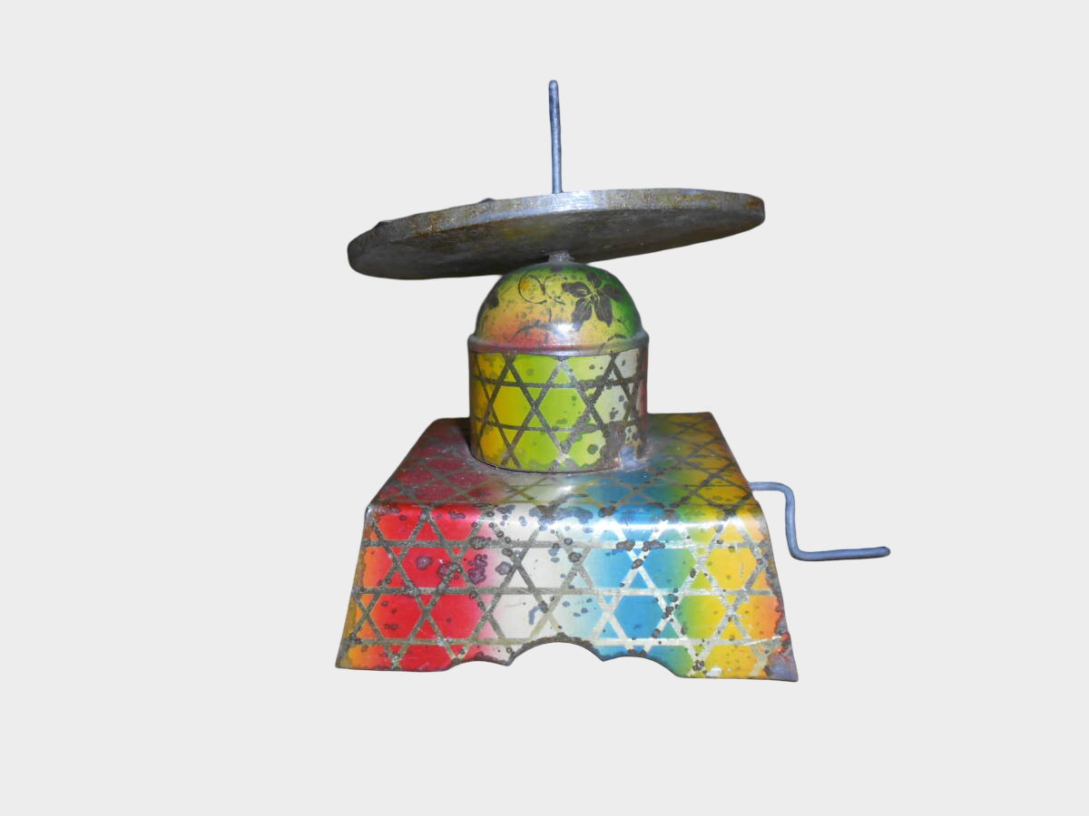 Pre-War Japanese Tin Hand-Crank Roulette Game Meiji Taisho Era Toy