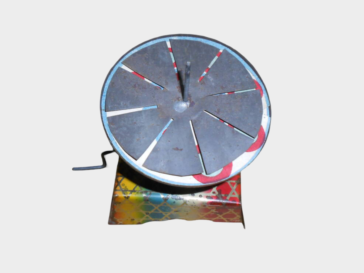 Pre-War Japanese Tin Hand-Crank Roulette Game Meiji Taisho Era Toy