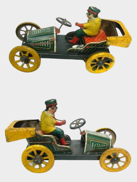 Pre-War Japanese Tin Open Car Friction Toy with Driver Early Showa Automobile