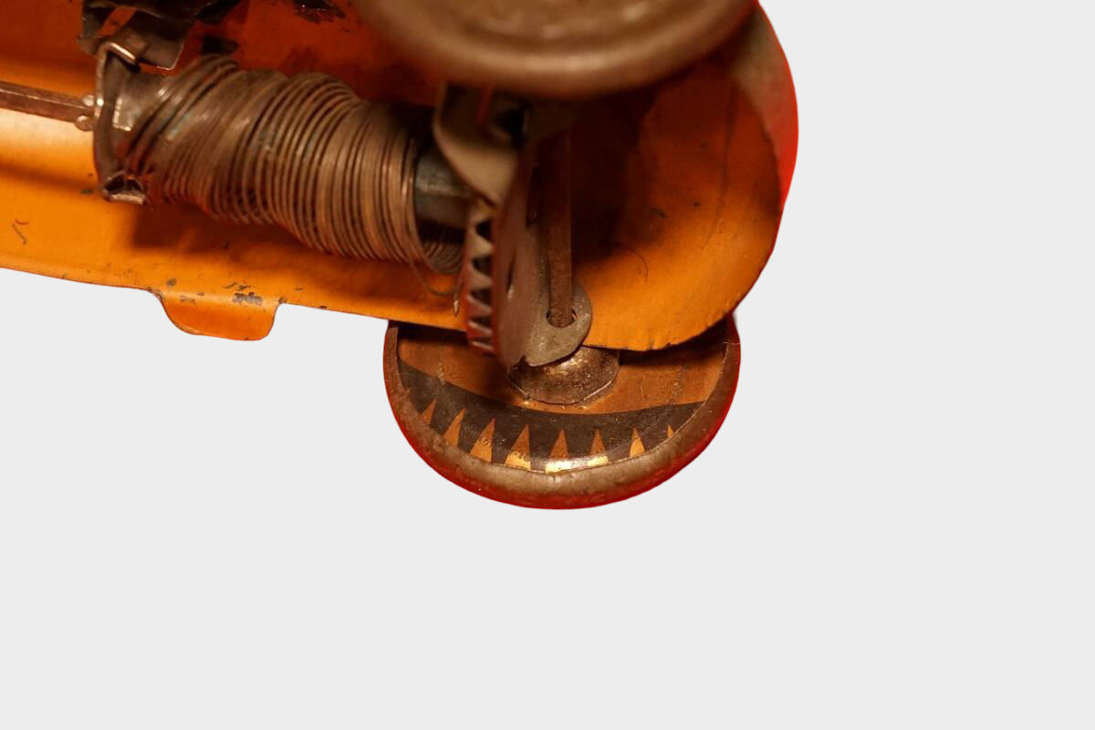 Pre-War Japanese Tin Racing Car Lift Ramp Game Hand-Push Up-Down Rail Mechanical Toy