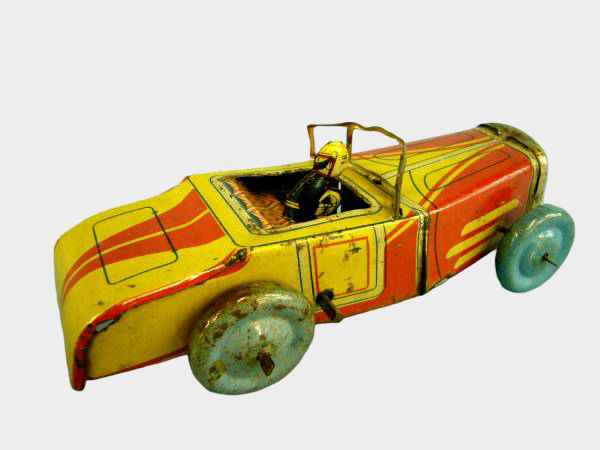 Pre-War Japanese Tin Racing Automobile Friction Toy with Driver Trade Mark Early Showa