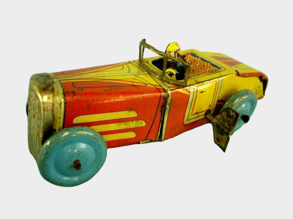 Pre-War Japanese Tin Racing Automobile Friction Toy with Driver Trade Mark Early Showa