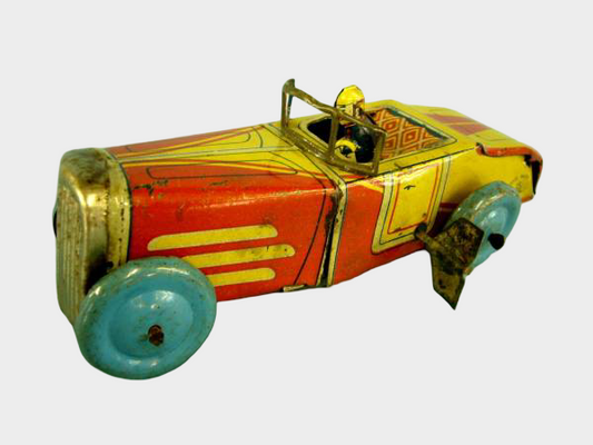 Pre-War Japanese Tin Racing Automobile Friction Toy with Driver Trade Mark Early Showa