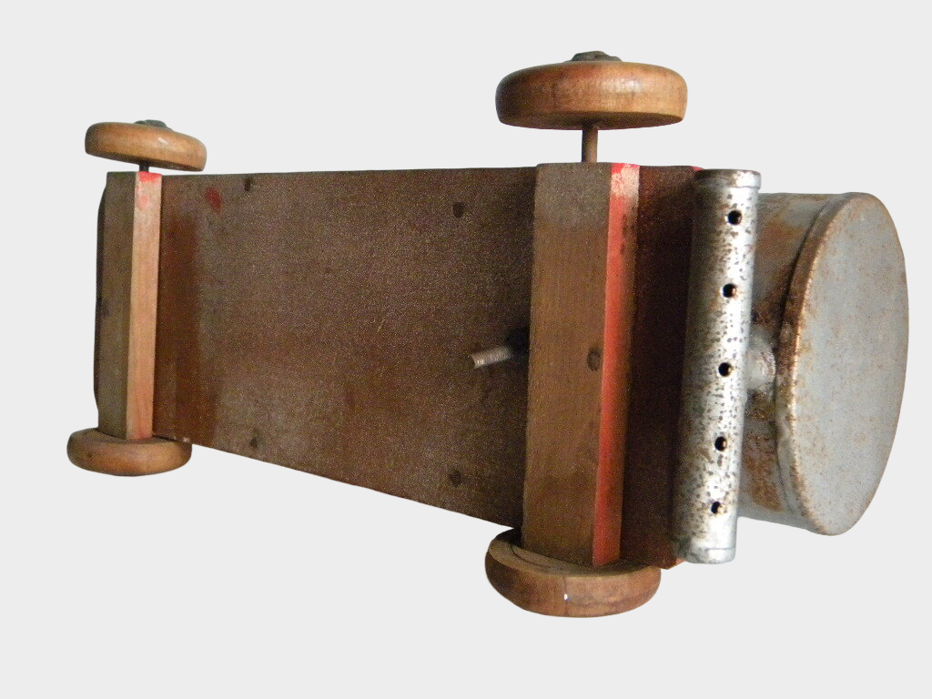 Pre-War Japanese DATSUN Wooden Water Tank Truck Toy Hand-Push Early Showa Fire Service