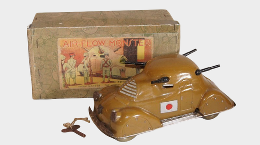 Pre War Masudaya Air Flow Monster Wind Up Tin Armored Car Japan 1910s 1920s With Original Box