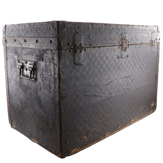 MUSEUM QUALITY Louis Vuitton Damier Canvas Trunk Brown – Large Antique Travel Case with Brass Hardware – Early 20th Century LV Collector Chest