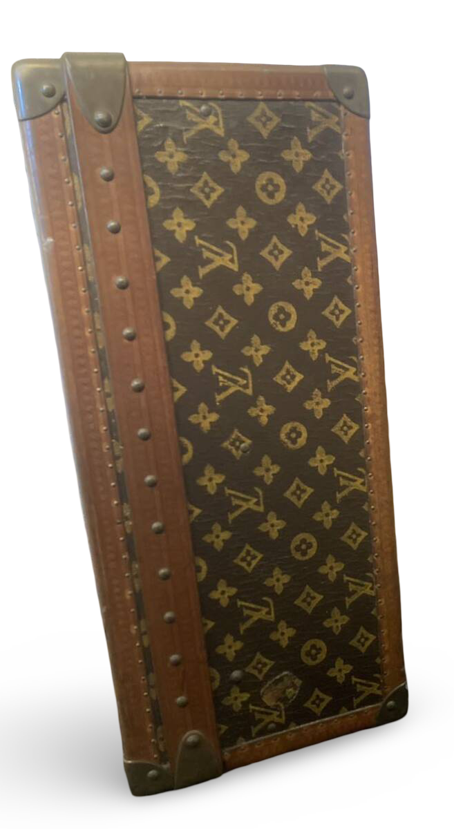 Louis Vuitton Antique Oversized Trunk 1920s Hand-Painted Flag Handwritten Markings – XL Monogram Canvas Historical LV Case