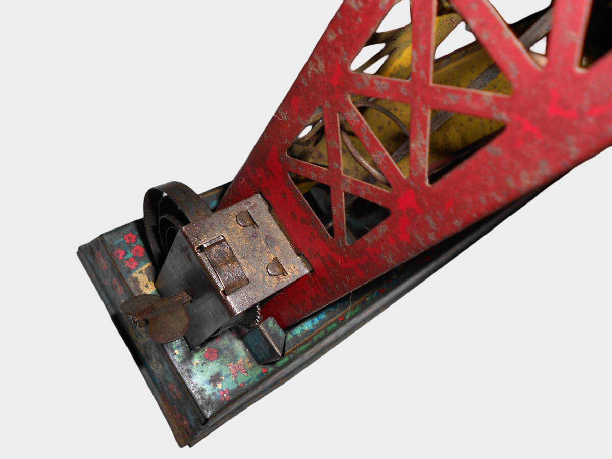 Prewar Japanese Tin Clock Tower Building Toy Rotating Mechanism Showa Architecture