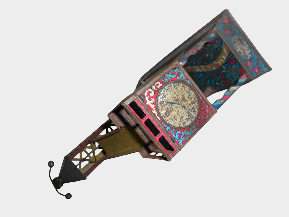 Prewar Japanese Tin Clock Tower Building Toy Rotating Mechanism Showa Architecture