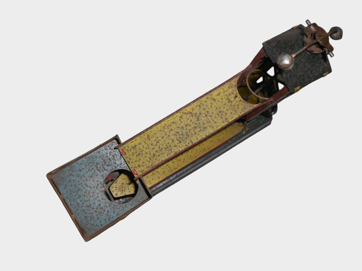 Prewar Japanese Tin Clock Tower Building Toy Rotating Mechanism Showa Architecture