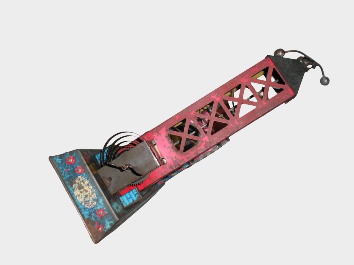 Prewar Japanese Tin Clock Tower Building Toy Rotating Mechanism Showa Architecture