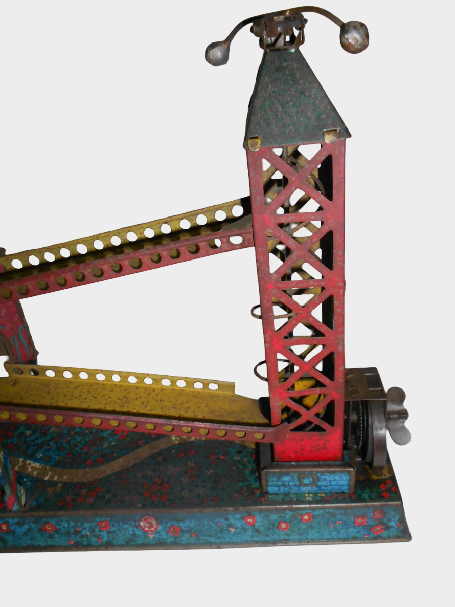 Prewar Japanese Tin Clock Tower Building Toy Rotating Mechanism Showa Architecture