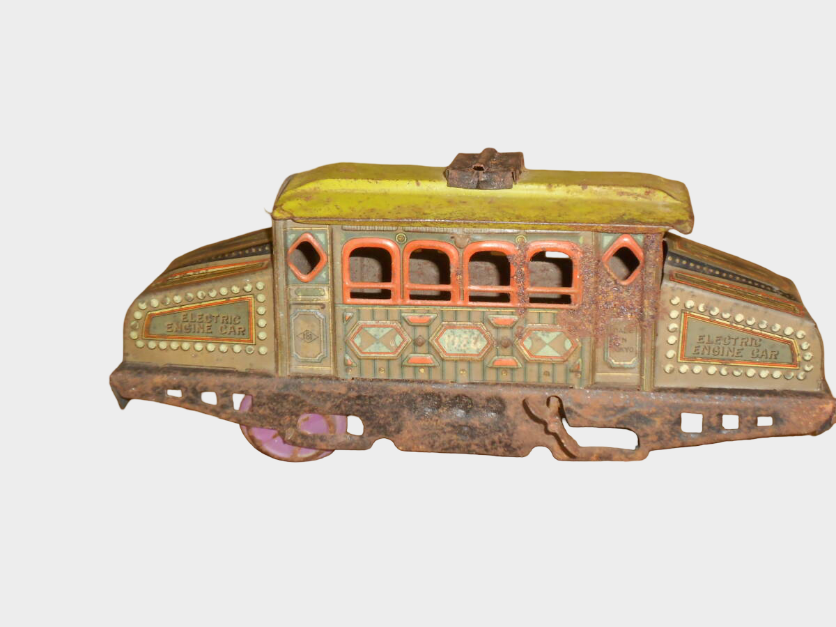 Prewar Japanese Tin Electric Train Engine MS Mark Made in Tokyo Early Electric Railcar Toy