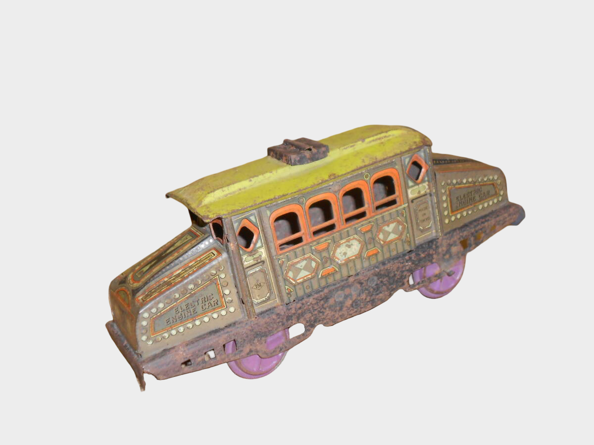 Prewar Japanese Tin Electric Train Engine MS Mark Made in Tokyo Early Electric Railcar Toy