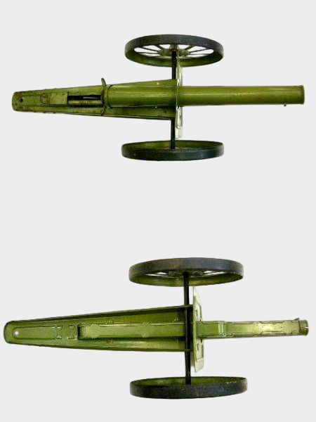 Prewar Japanese Tin Field Cannon Artillery Toy with Wheels