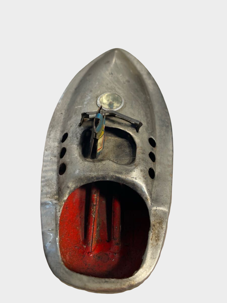 Prewar Japanese Tin Pon-Pon Motor Boat with Driver 1930s Steam Toy