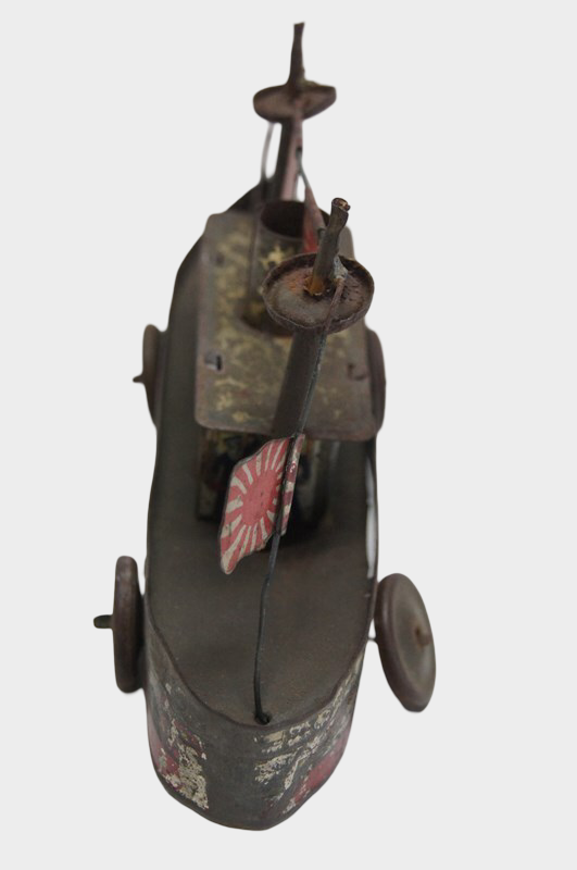 Prewar Japanese Tinplate Passenger Ship with British & Rising Sun Flags  Imperial Era Maritime Toy Artifact