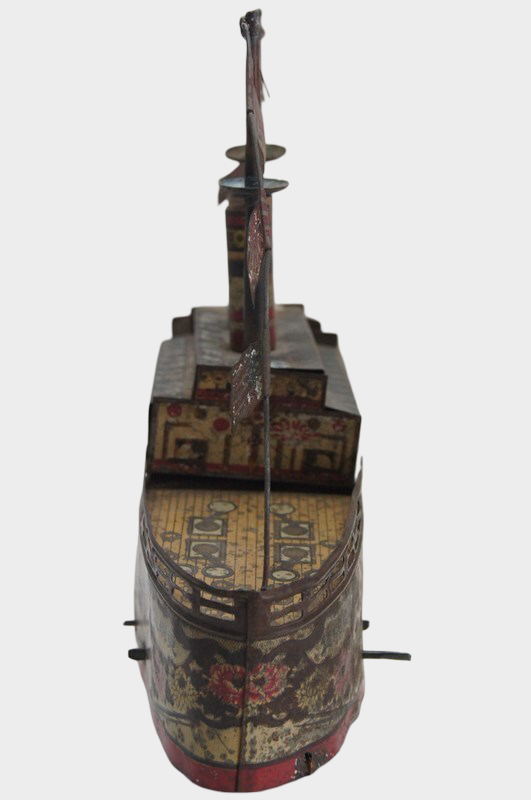 Prewar Meiji Era Japanese Tin Clockwork Battleship “Togo-ban” Naval Commemorative Vessel
