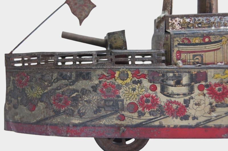 Prewar Meiji Era Japanese Tin Clockwork Battleship “Togo-ban” Naval Commemorative Vessel
