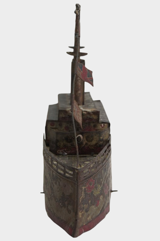 Prewar Meiji Era Japanese Tin Clockwork Battleship “Togo-ban” Naval Commemorative Vessel