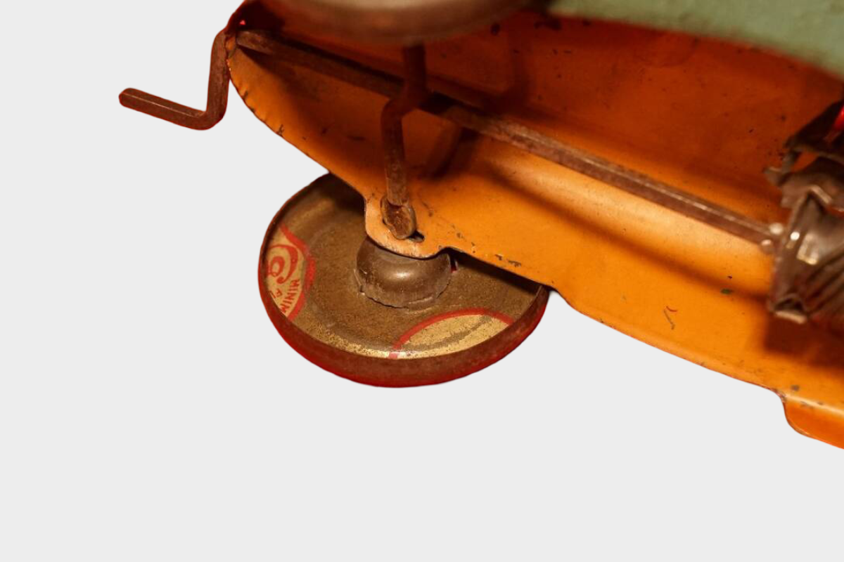 Prewar Tin Racing Car Toy with Driver Japanese or American Style Friction Early 20th C