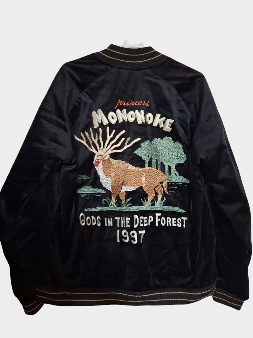 Rare Studio Ghibli GBL Princess Mononoke Initial Model Sukajan L Rare Early Release Ghibli Embroidered Satin Jacket
