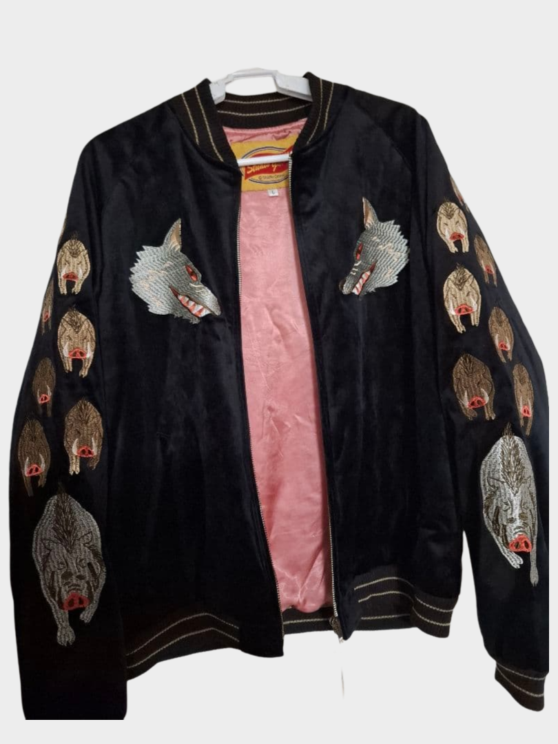 Rare Studio Ghibli GBL Princess Mononoke Initial Model Sukajan L Rare Early Release Ghibli Embroidered Satin Jacket