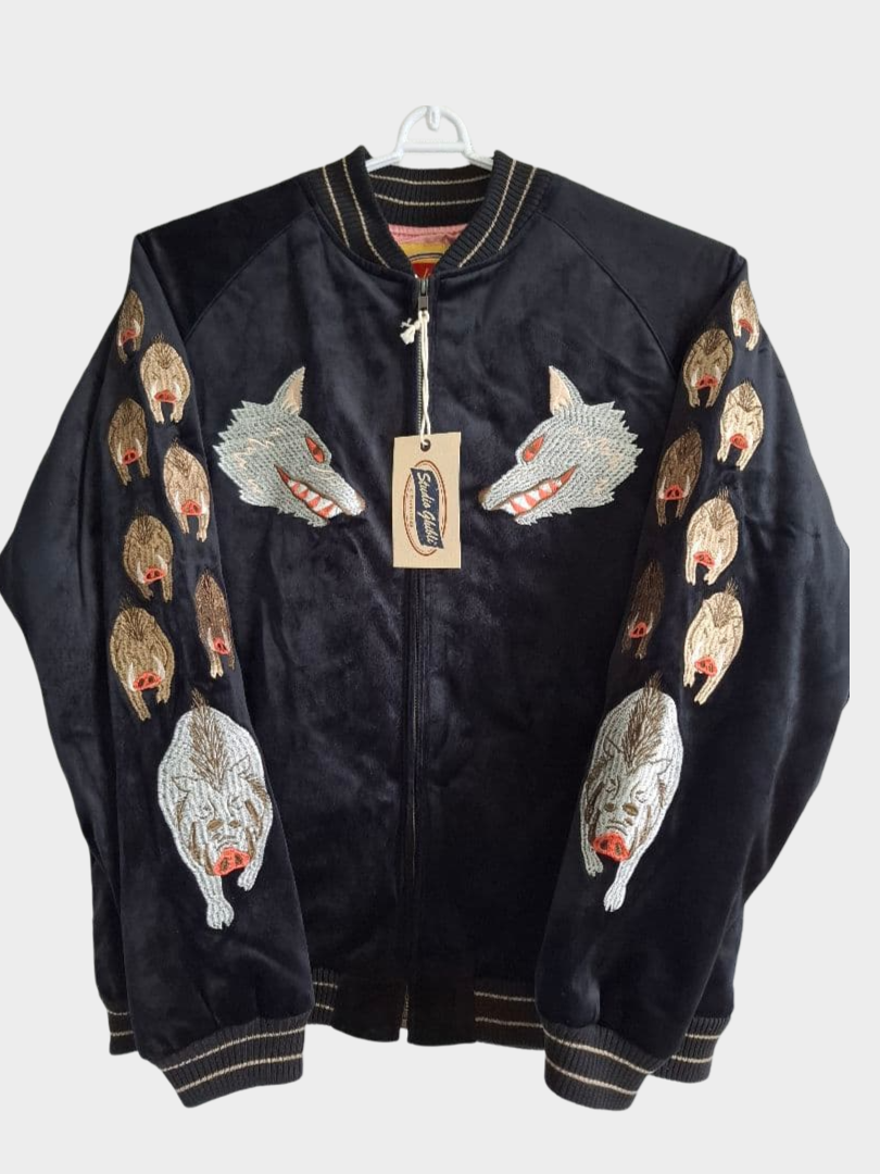 Rare Studio Ghibli GBL Princess Mononoke Initial Model Sukajan L Rare Early Release Ghibli Embroidered Satin Jacket