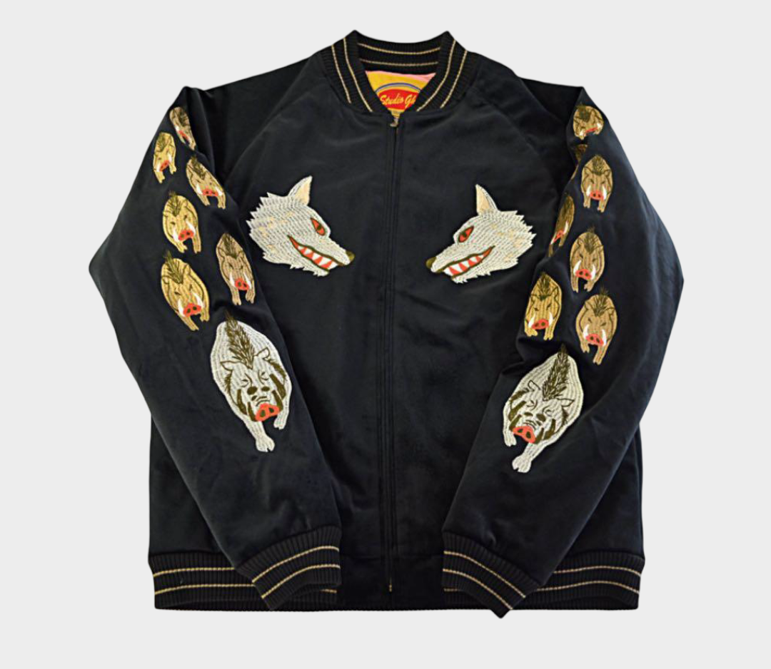 Rare Studio Ghibli GBL Princess Mononoke Initial Model Sukajan L Rare Early Release Ghibli Embroidered Satin Jacket