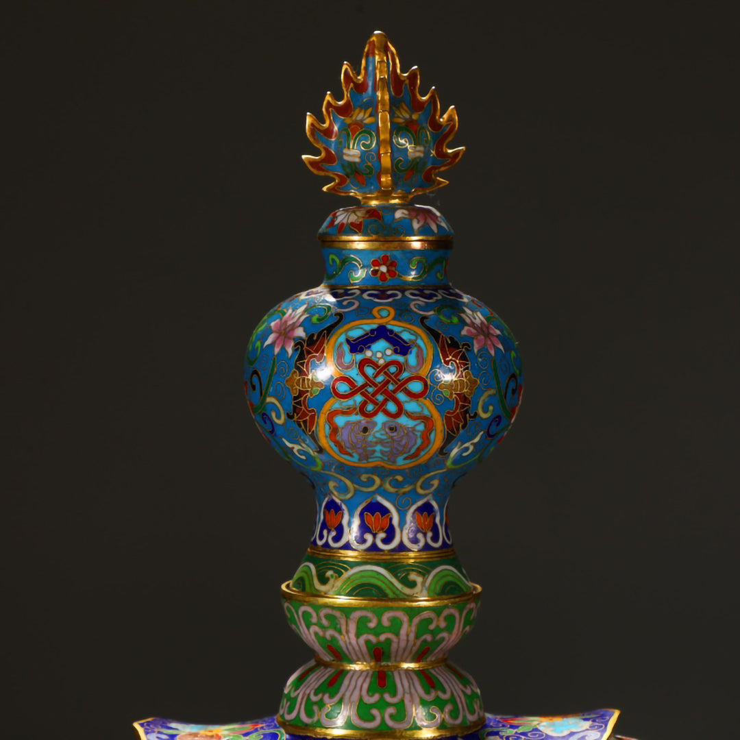 Imperial‑Style Qing Dynasty Revival Cloisonné Elephant Censers — Pair with Filigree Enamel, Gilt Bronze Mounts, and Pagoda‑Form Finials