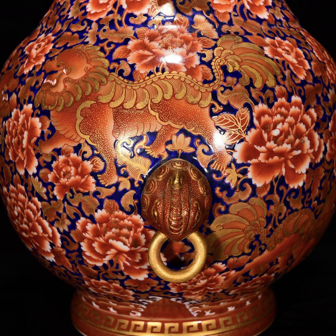 Qing Dynasty-Style Famille Rose & Gilt Dragon-Peony Vase — Monumental 47 cm Porcelain Statement Piece